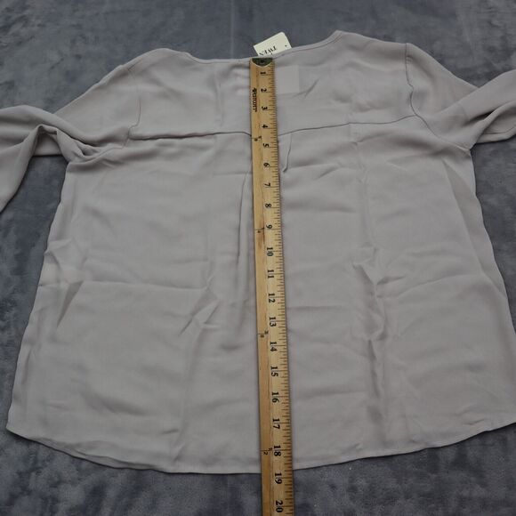 Forever 21 Shirt Womens S Gray Long Sleeve Round Neck Sheer Polyester Blouse - Picture 3 of 16